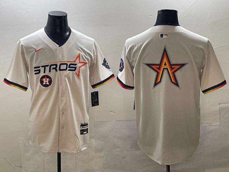 Men Houston Astros Blank Cream Three generations Joint Name 2025 Nike MLB Jersey style 8->houston astros->MLB Jersey